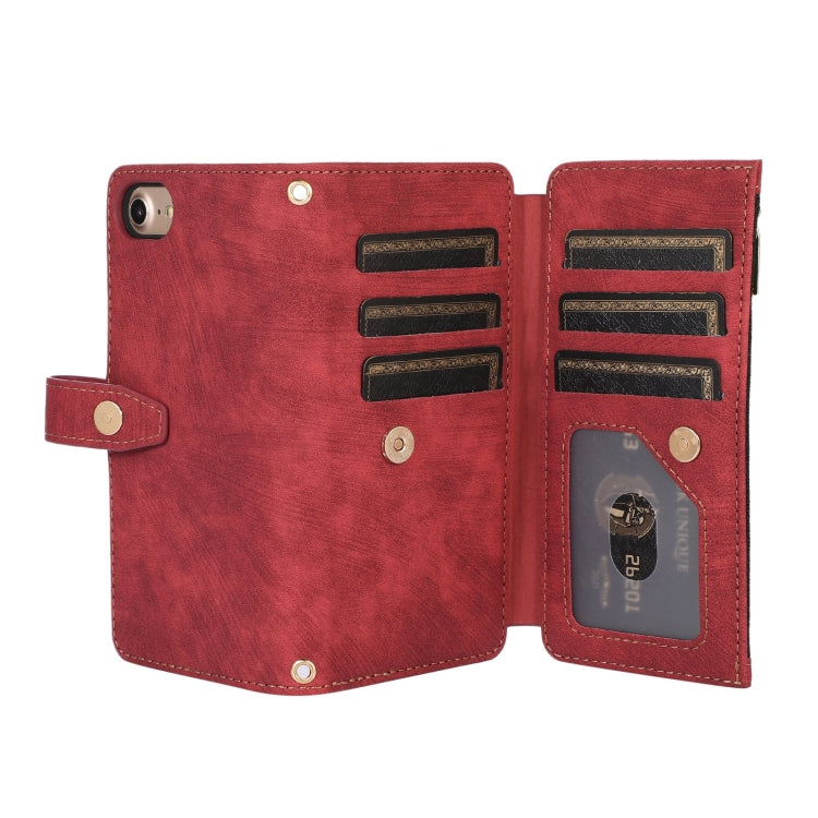 For iPhone SE 2022 / 2020 / 7 / 8 Dream 9-Card Wallet Zipper Bag Leather Phone Case