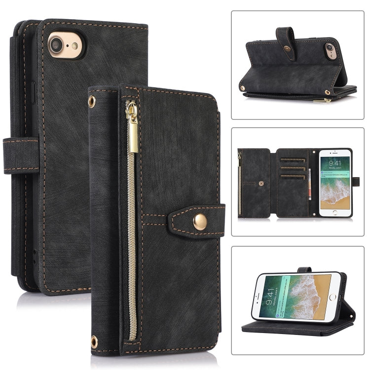 For iPhone SE 2022 / 2020 / 7 / 8 Dream 9-Card Wallet Zipper Bag Leather Phone Case
