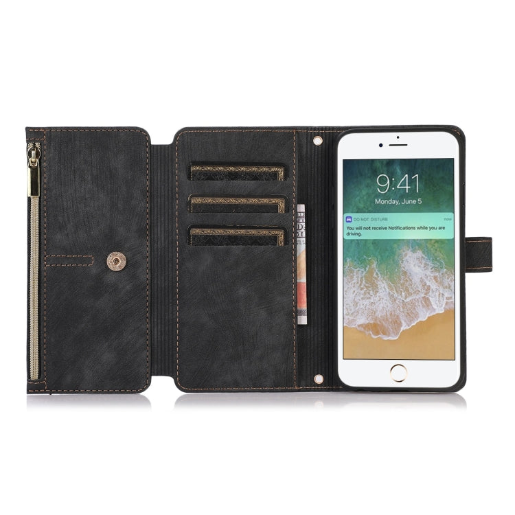 For iPhone SE 2022 / 2020 / 7 / 8 Dream 9-Card Wallet Zipper Bag Leather Phone Case