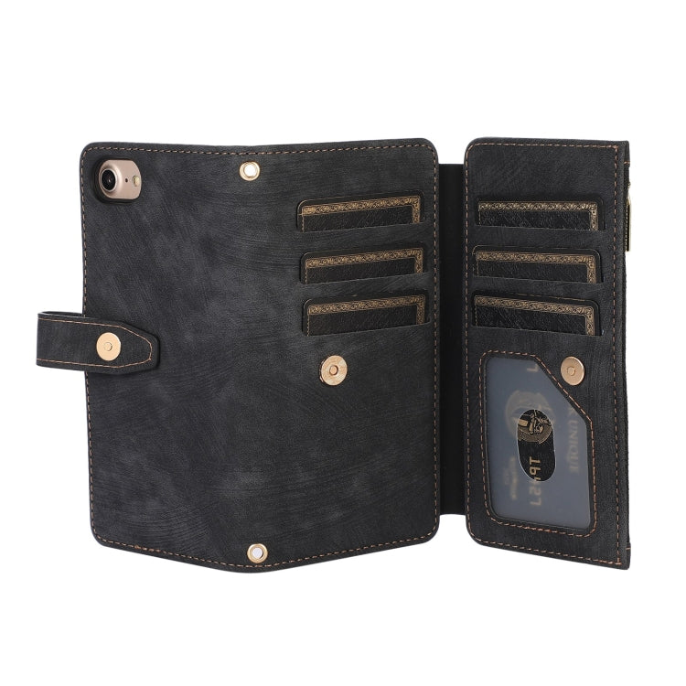 For iPhone SE 2022 / 2020 / 7 / 8 Dream 9-Card Wallet Zipper Bag Leather Phone Case