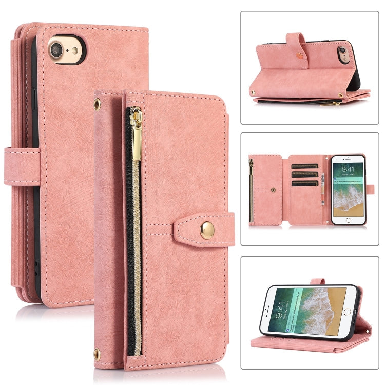 For iPhone SE 2022 / 2020 / 7 / 8 Dream 9-Card Wallet Zipper Bag Leather Phone Case