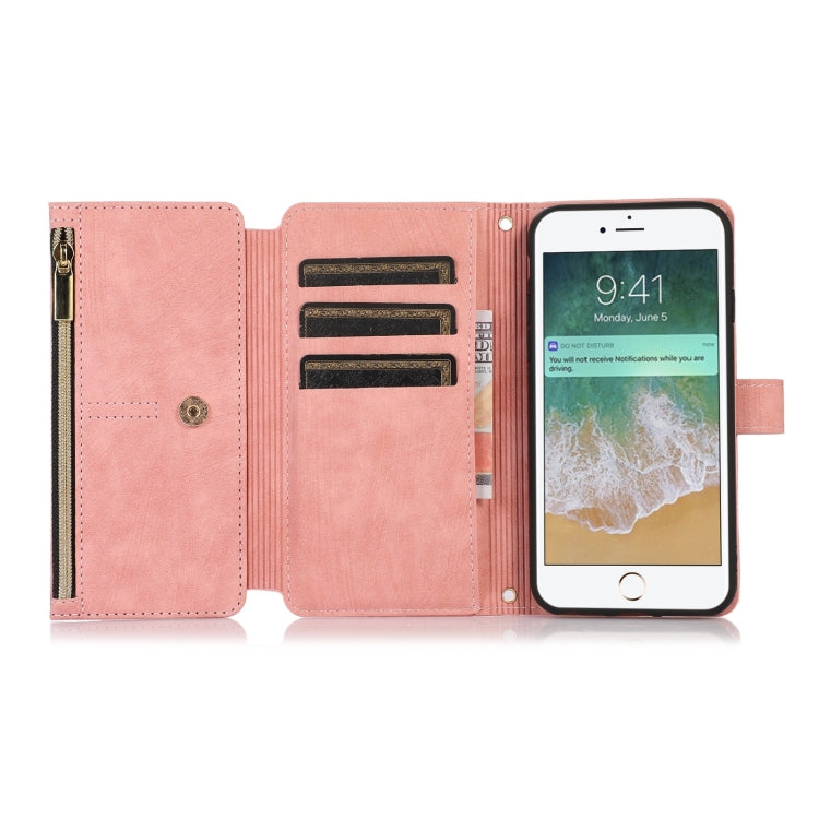For iPhone SE 2022 / 2020 / 7 / 8 Dream 9-Card Wallet Zipper Bag Leather Phone Case
