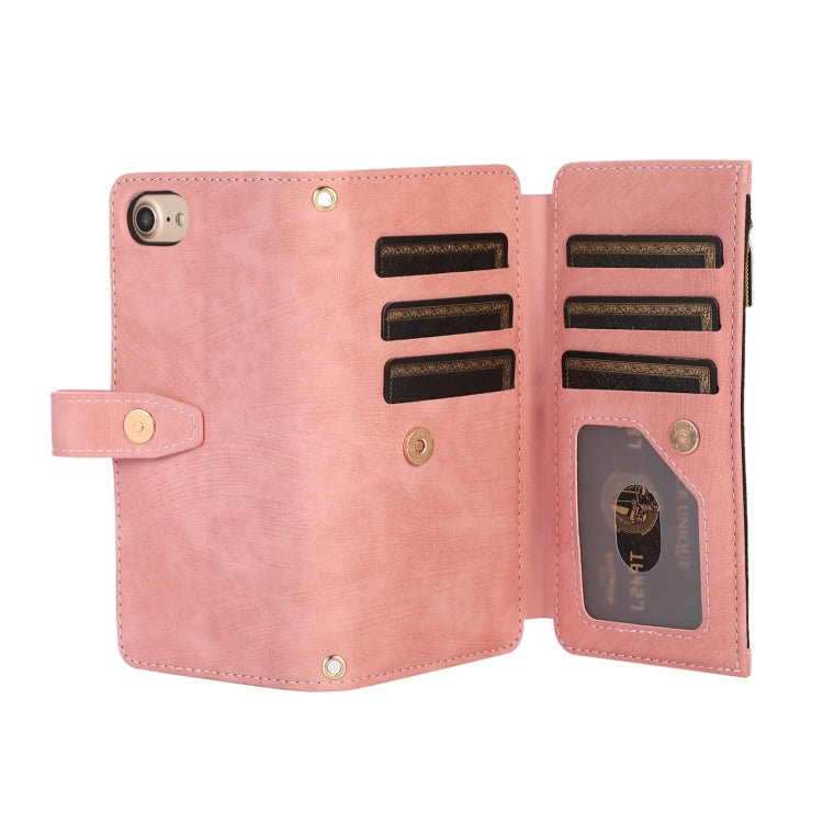 For iPhone SE 2022 / 2020 / 7 / 8 Dream 9-Card Wallet Zipper Bag Leather Phone Case
