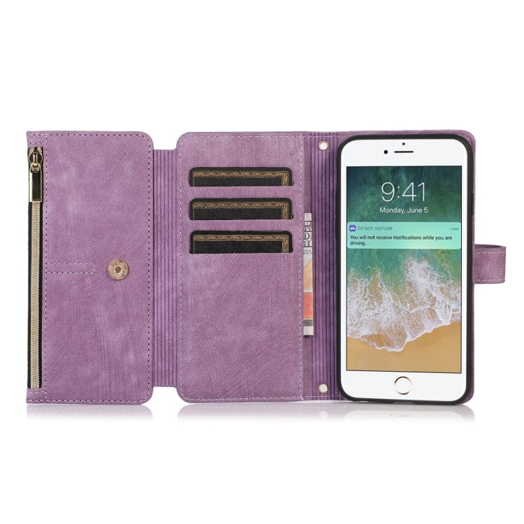 For iPhone SE 2022 / 2020 / 7 / 8 Dream 9-Card Wallet Zipper Bag Leather Phone Case