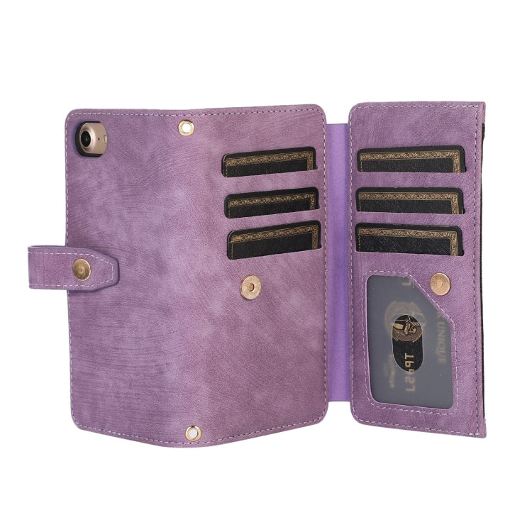 For iPhone SE 2022 / 2020 / 7 / 8 Dream 9-Card Wallet Zipper Bag Leather Phone Case