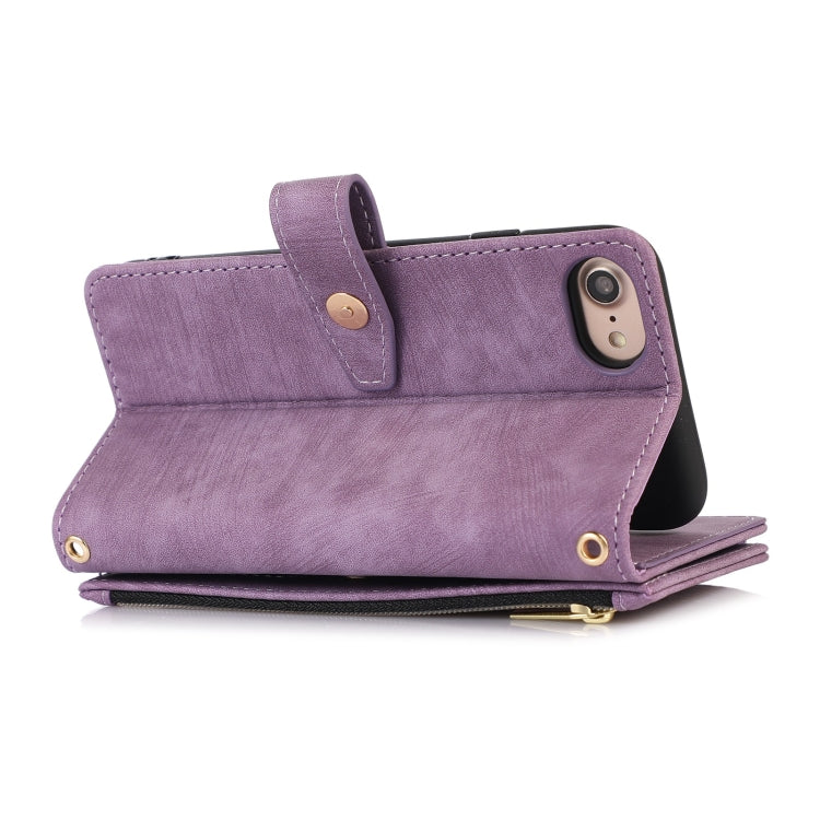 For iPhone SE 2022 / 2020 / 7 / 8 Dream 9-Card Wallet Zipper Bag Leather Phone Case