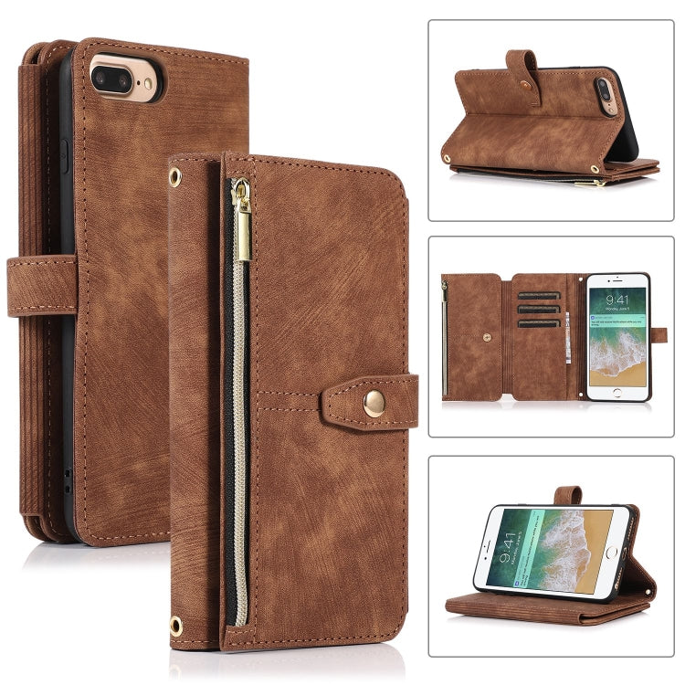 For iPhone 7 Plus / 8 Plus Dream 9-Card Wallet Zipper Bag Leather Phone Case