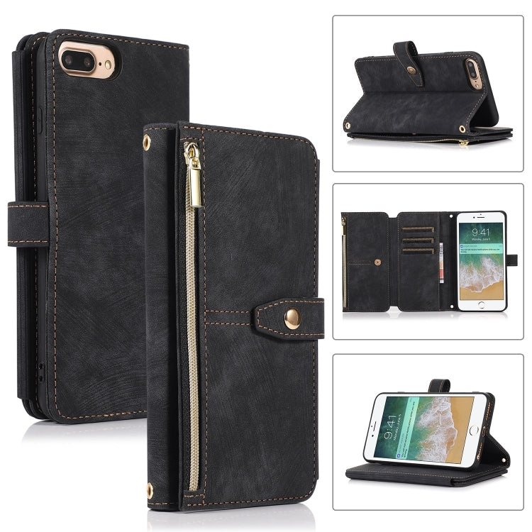 For iPhone 7 Plus / 8 Plus Dream 9-Card Wallet Zipper Bag Leather Phone Case