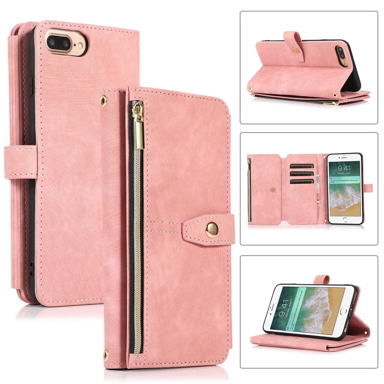 For iPhone 7 Plus / 8 Plus Dream 9-Card Wallet Zipper Bag Leather Phone Case