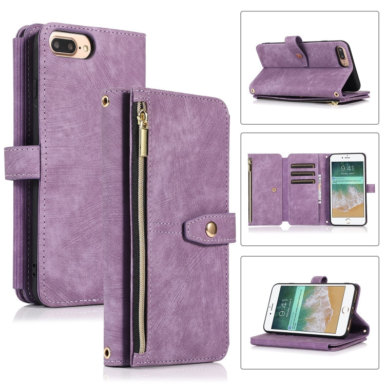 For iPhone 7 Plus / 8 Plus Dream 9-Card Wallet Zipper Bag Leather Phone Case