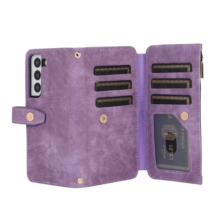 For Samsung Galaxy S23 5G Dream 9-Card Wallet Zipper Bag Leather Phone Case