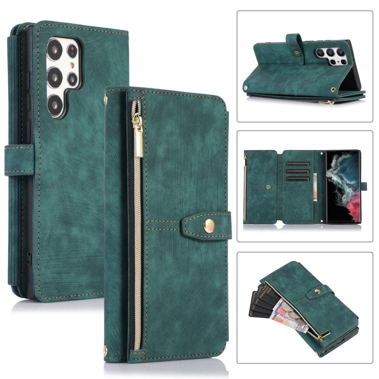 For Samsung Galaxy S23 Ultra 5G Dream 9-Card Wallet Zipper Bag Leather Phone Case