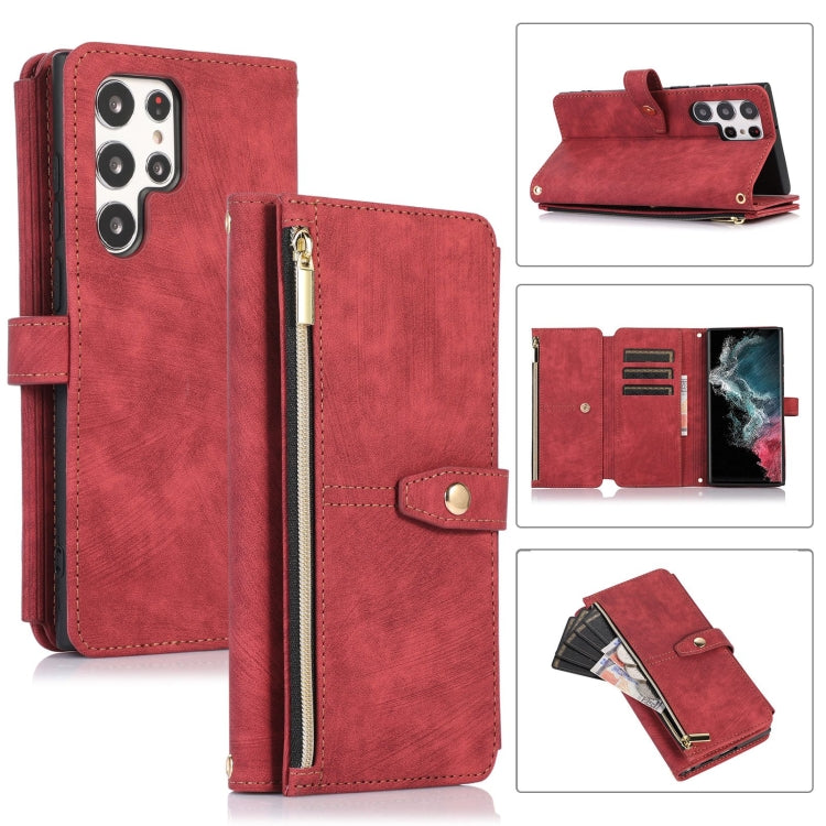 For Samsung Galaxy S23 Ultra 5G Dream 9-Card Wallet Zipper Bag Leather Phone Case