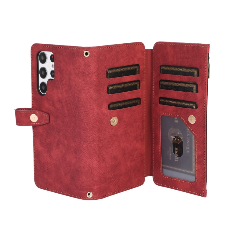 For Samsung Galaxy S23 Ultra 5G Dream 9-Card Wallet Zipper Bag Leather Phone Case