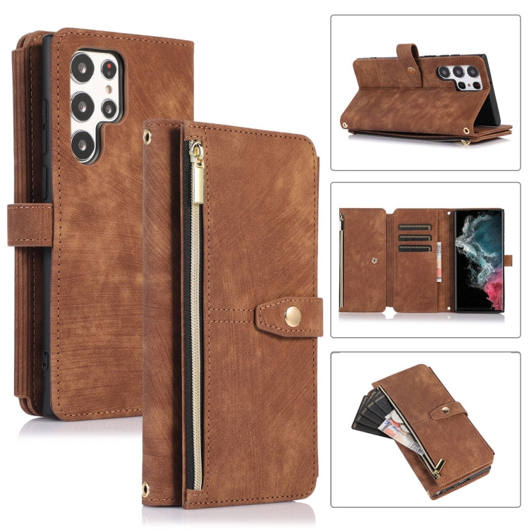 For Samsung Galaxy S23 Ultra 5G Dream 9-Card Wallet Zipper Bag Leather Phone Case