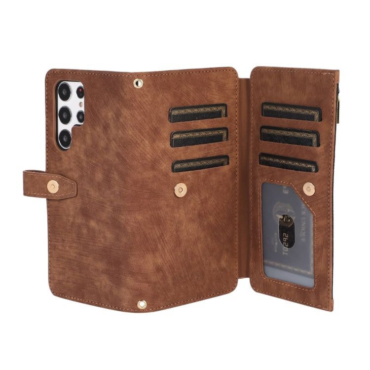 For Samsung Galaxy S23 Ultra 5G Dream 9-Card Wallet Zipper Bag Leather Phone Case