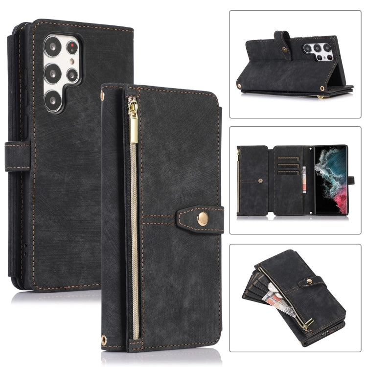 For Samsung Galaxy S23 Ultra 5G Dream 9-Card Wallet Zipper Bag Leather Phone Case
