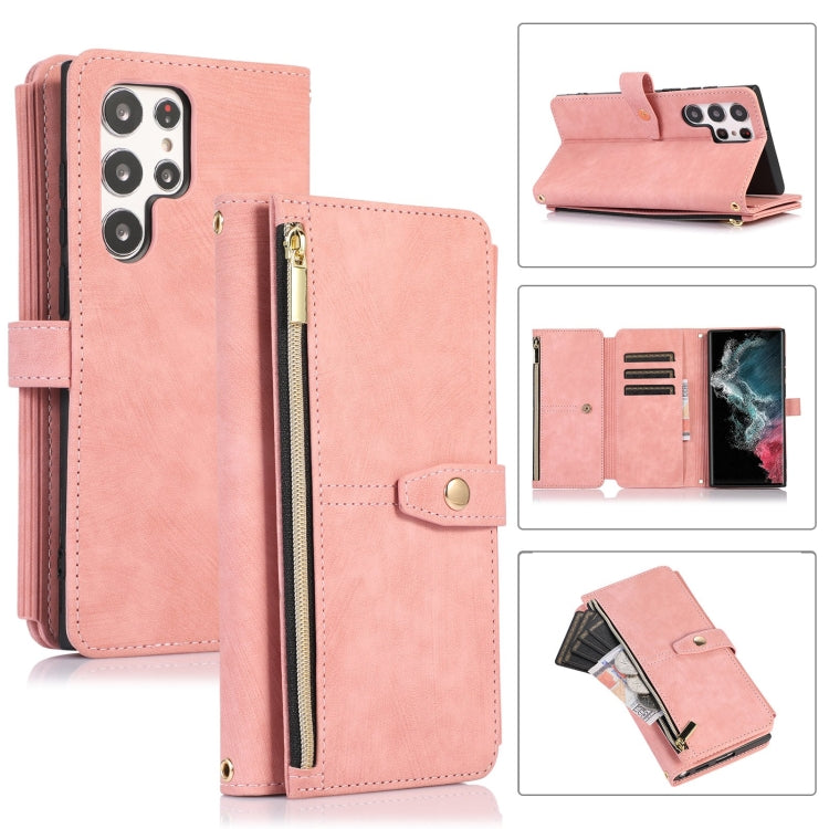 For Samsung Galaxy S23 Ultra 5G Dream 9-Card Wallet Zipper Bag Leather Phone Case