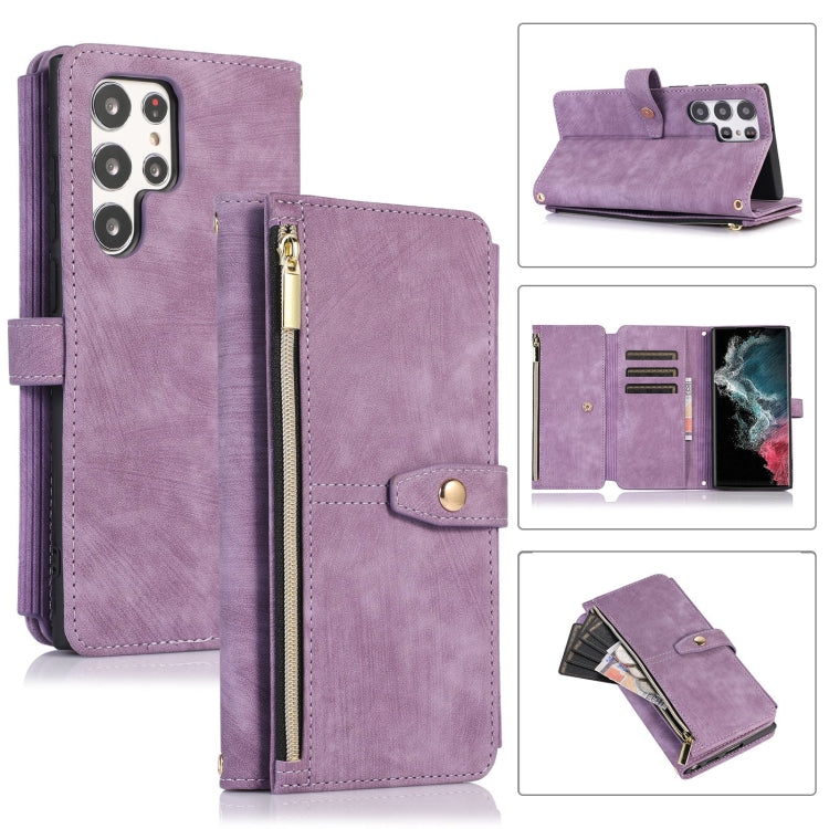 For Samsung Galaxy S23 Ultra 5G Dream 9-Card Wallet Zipper Bag Leather Phone Case