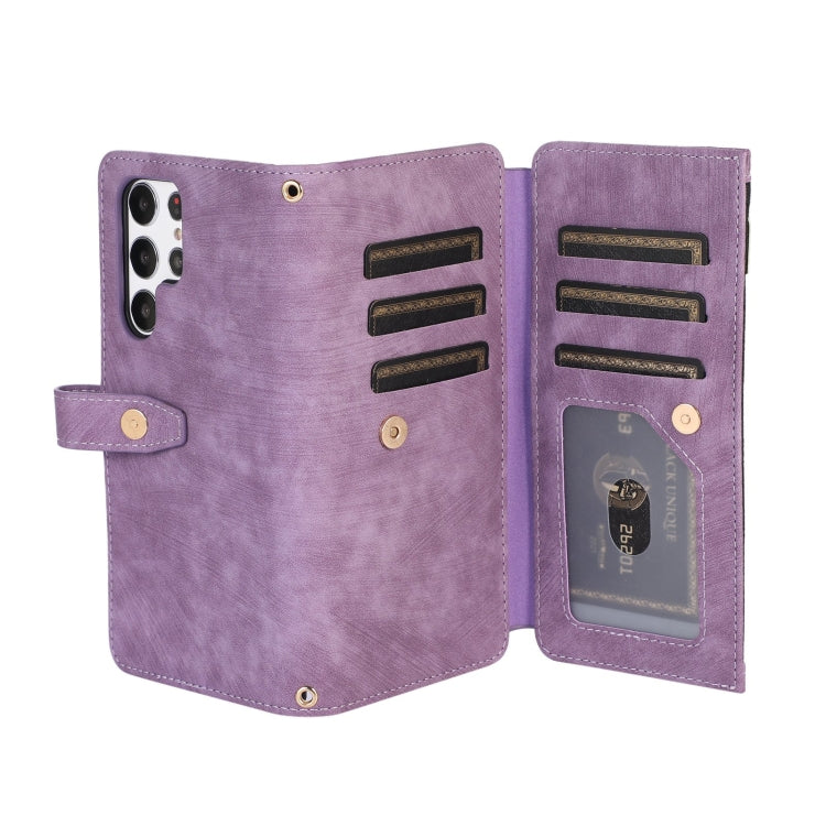 For Samsung Galaxy S23 Ultra 5G Dream 9-Card Wallet Zipper Bag Leather Phone Case