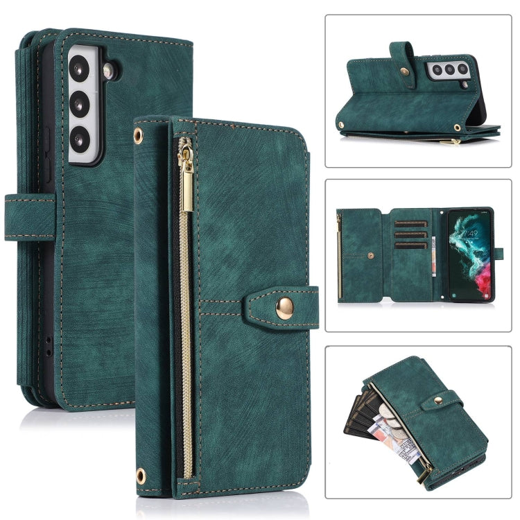 For Samsung Galaxy S22 5G Dream 9-Card Wallet Zipper Bag Leather Phone Case