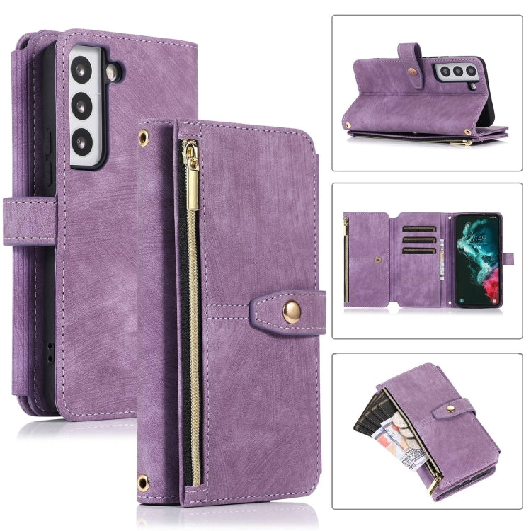 For Samsung Galaxy S22 5G Dream 9-Card Wallet Zipper Bag Leather Phone Case