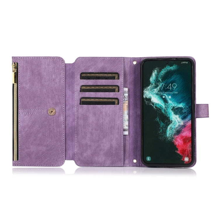 For Samsung Galaxy S22 5G Dream 9-Card Wallet Zipper Bag Leather Phone Case