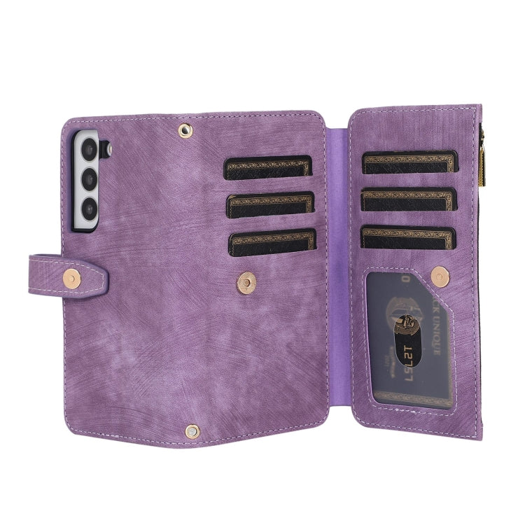 For Samsung Galaxy S22 5G Dream 9-Card Wallet Zipper Bag Leather Phone Case