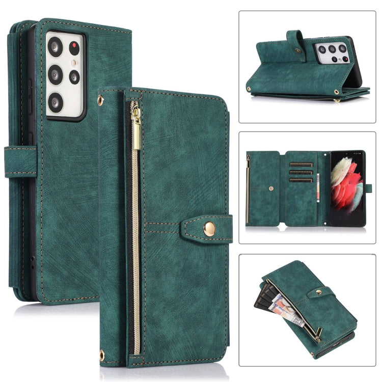 For Samsung Galaxy S21 Ultra 5G Dream 9-Card Wallet Zipper Bag Leather Phone Case