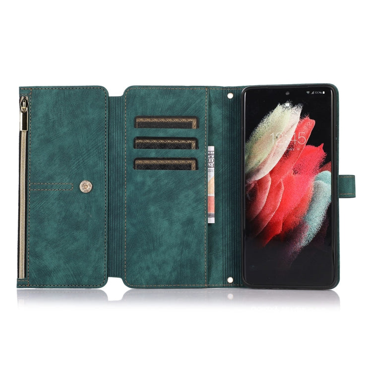 For Samsung Galaxy S21 Ultra 5G Dream 9-Card Wallet Zipper Bag Leather Phone Case