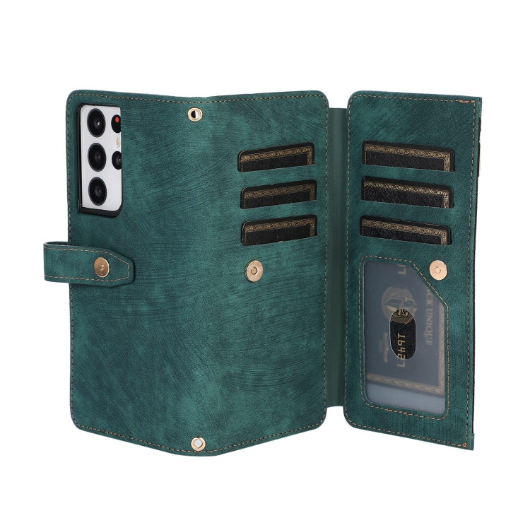 For Samsung Galaxy S21 Ultra 5G Dream 9-Card Wallet Zipper Bag Leather Phone Case