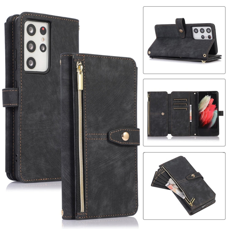 For Samsung Galaxy S21 Ultra 5G Dream 9-Card Wallet Zipper Bag Leather Phone Case