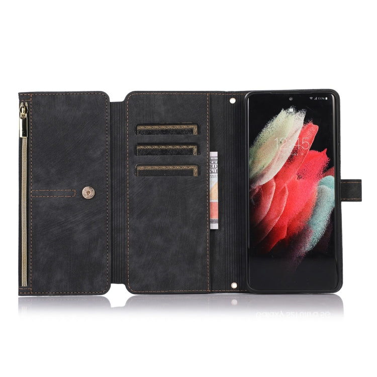 For Samsung Galaxy S21 Ultra 5G Dream 9-Card Wallet Zipper Bag Leather Phone Case