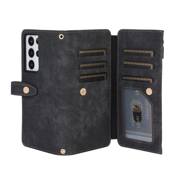 For Samsung Galaxy S21 Ultra 5G Dream 9-Card Wallet Zipper Bag Leather Phone Case