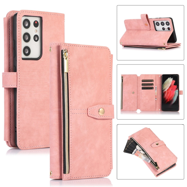For Samsung Galaxy S21 Ultra 5G Dream 9-Card Wallet Zipper Bag Leather Phone Case