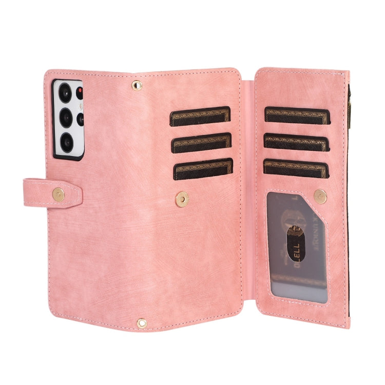 For Samsung Galaxy S21 Ultra 5G Dream 9-Card Wallet Zipper Bag Leather Phone Case