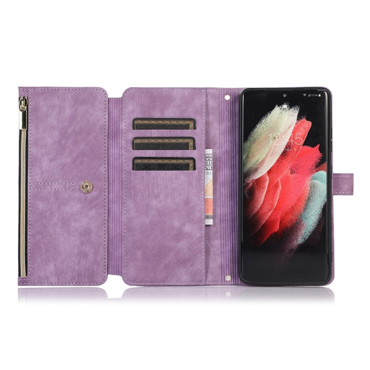 For Samsung Galaxy S21 Ultra 5G Dream 9-Card Wallet Zipper Bag Leather Phone Case