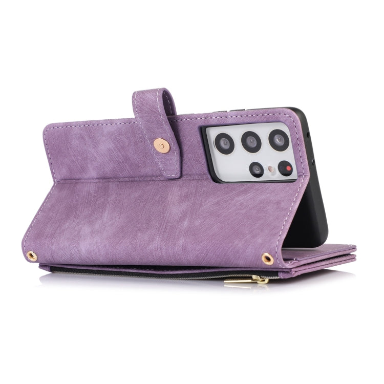 For Samsung Galaxy S21 Ultra 5G Dream 9-Card Wallet Zipper Bag Leather Phone Case