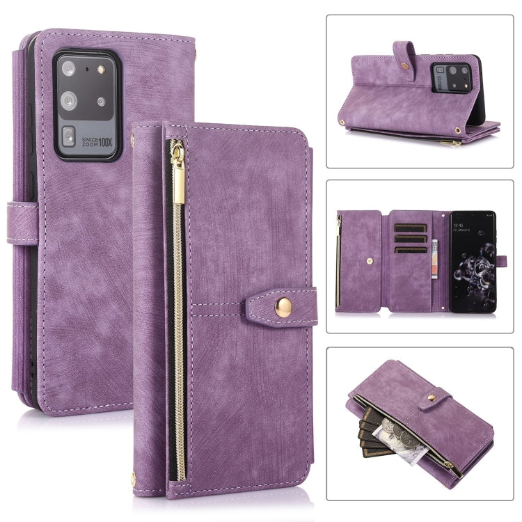 For Samsung Galaxy S20 Dream 9-Card Wallet Zipper Bag Leather Phone Case