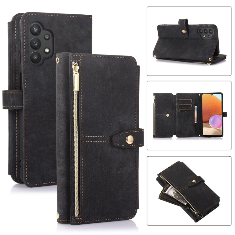For Samsung Galaxy A32 4G Dream 9-Card Wallet Zipper Bag Leather Phone Case