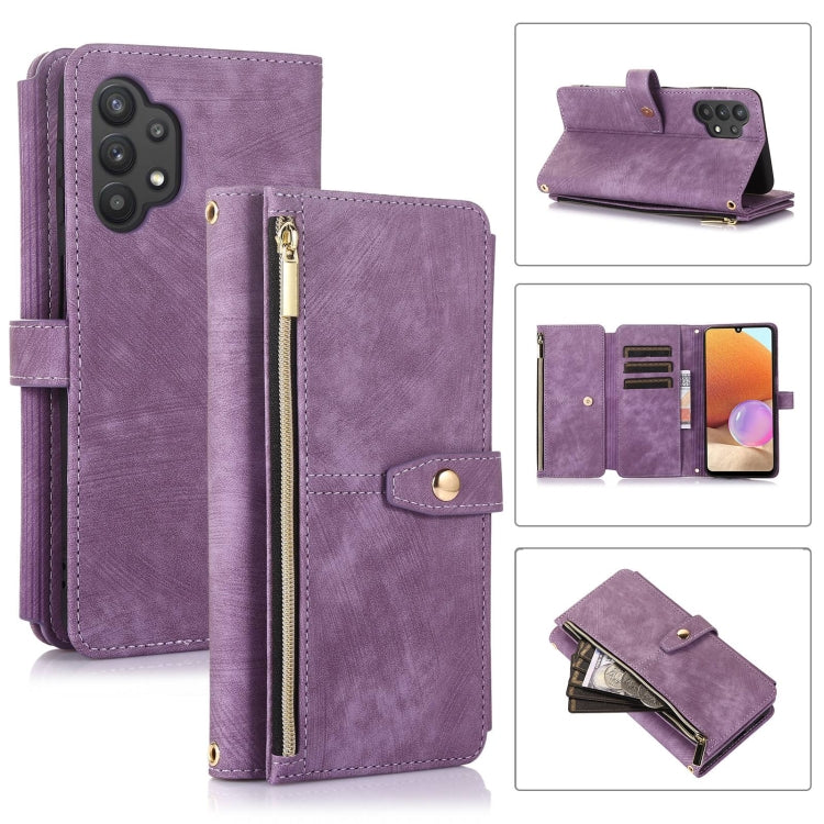 For Samsung Galaxy A32 4G Dream 9-Card Wallet Zipper Bag Leather Phone Case