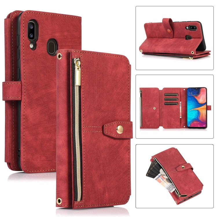 For Samsung Galaxy A20 / A30 Dream 9-Card Wallet Zipper Bag Leather Phone Case
