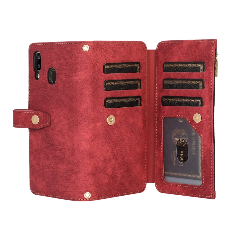 For Samsung Galaxy A20 / A30 Dream 9-Card Wallet Zipper Bag Leather Phone Case