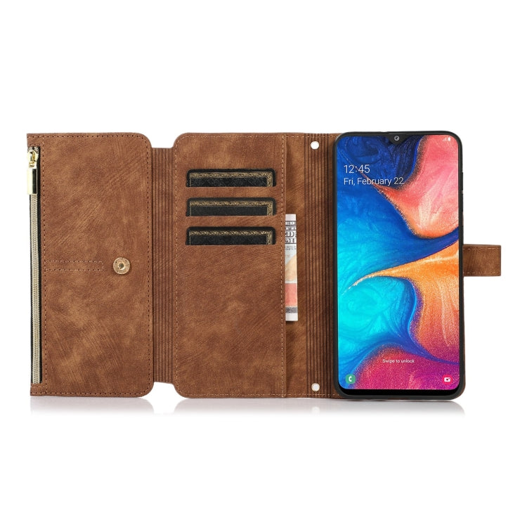 For Samsung Galaxy A20 / A30 Dream 9-Card Wallet Zipper Bag Leather Phone Case