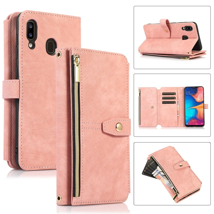 For Samsung Galaxy A20 / A30 Dream 9-Card Wallet Zipper Bag Leather Phone Case