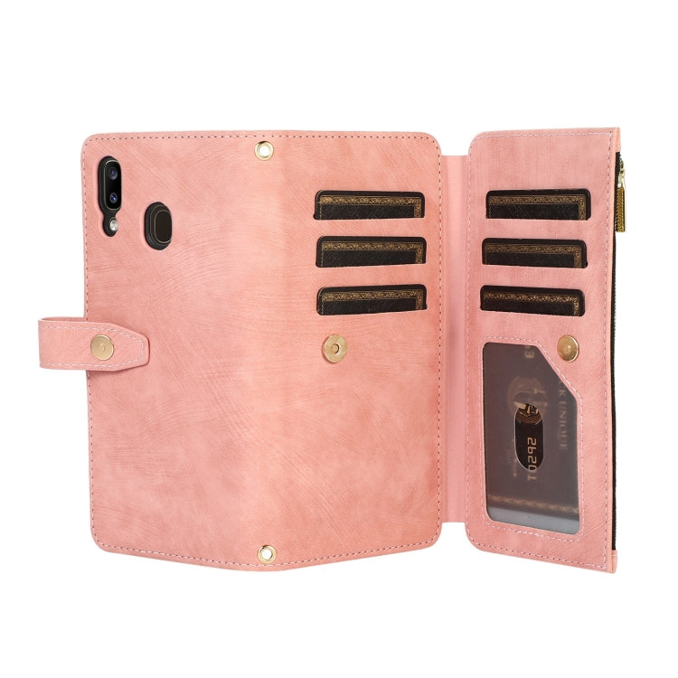 For Samsung Galaxy A20 / A30 Dream 9-Card Wallet Zipper Bag Leather Phone Case