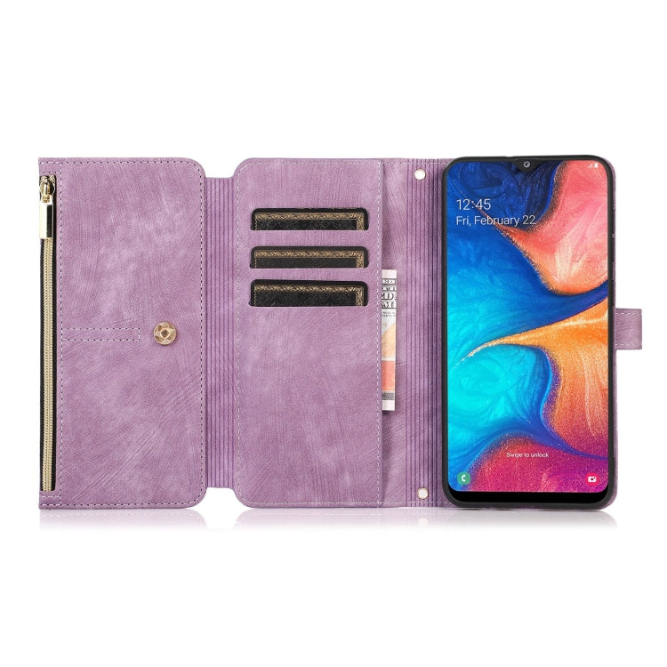For Samsung Galaxy A20 / A30 Dream 9-Card Wallet Zipper Bag Leather Phone Case