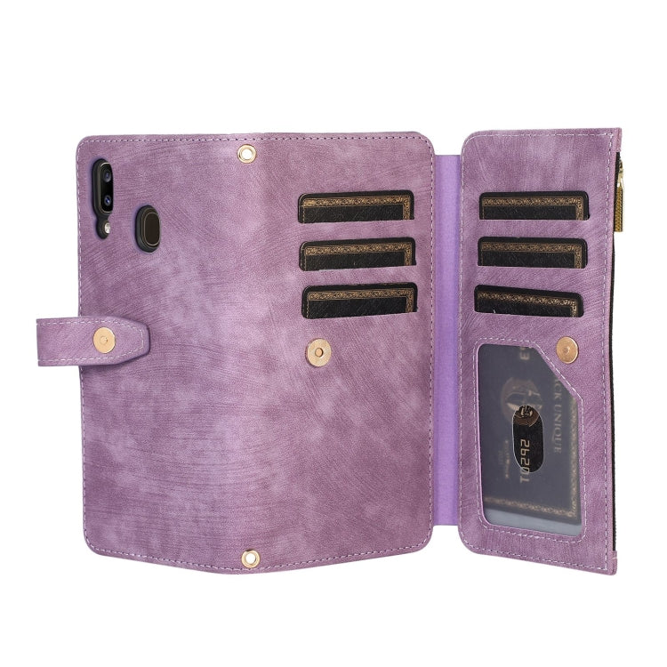 For Samsung Galaxy A20 / A30 Dream 9-Card Wallet Zipper Bag Leather Phone Case