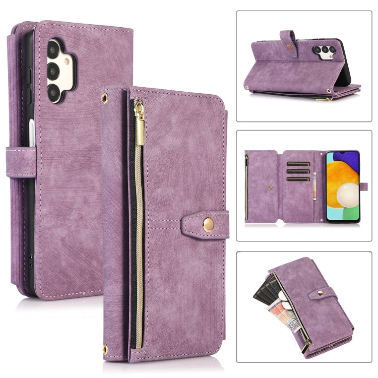 For Samsung Galaxy A13 4G / 5G / A04 / A04s Dream 9-Card Wallet Zipper Bag Leather Phone Case