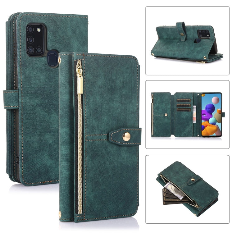 For Samsung Galaxy A21s Dream 9-Card Wallet Zipper Bag Leather Phone Case
